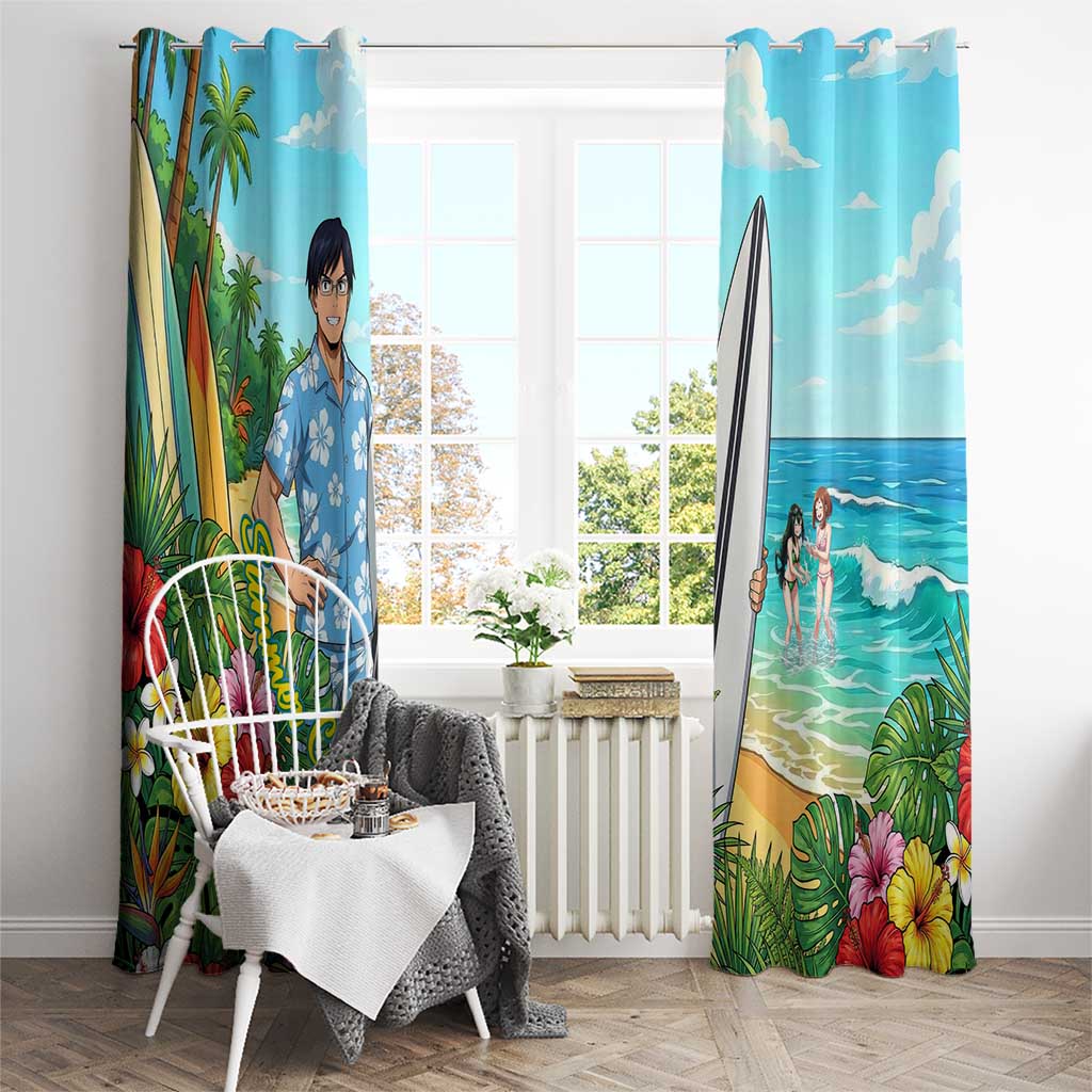 Tenya Iida Summer Chill Window Curtain Tropical Anime Surf Escape