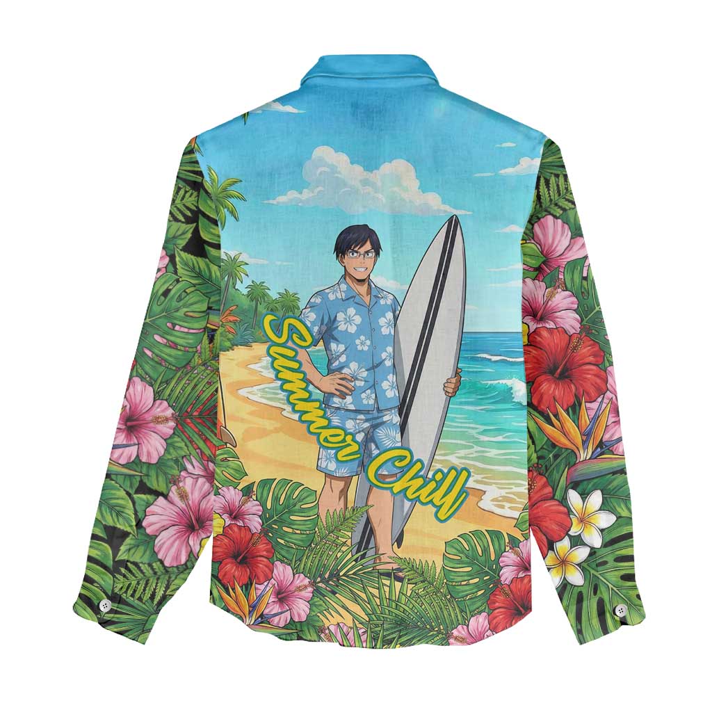 Tenya Iida Summer Chill Women Casual Shirt Tropical Anime Surf Escape