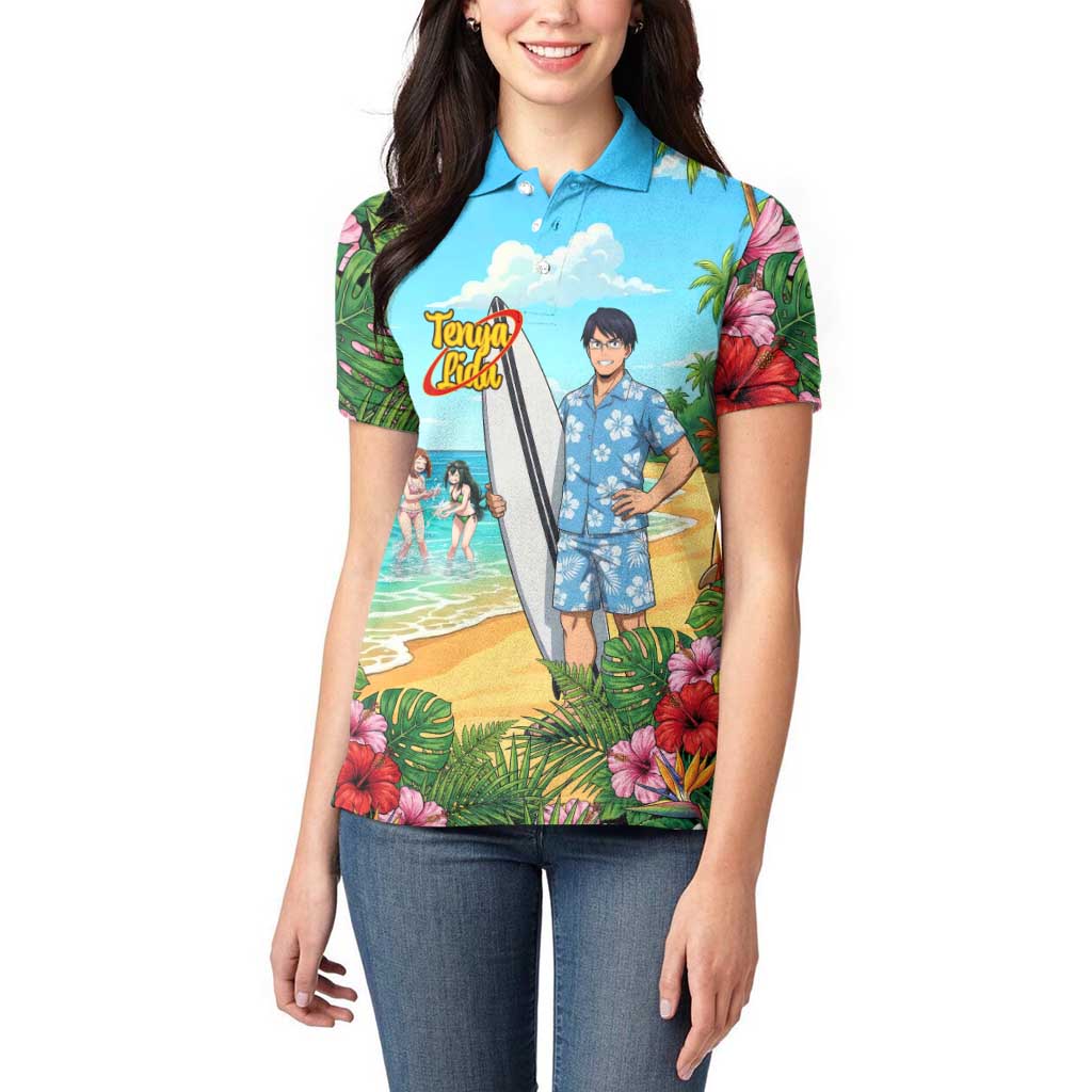 Tenya Iida Summer Chill Women Polo Shirt Tropical Anime Surf Escape