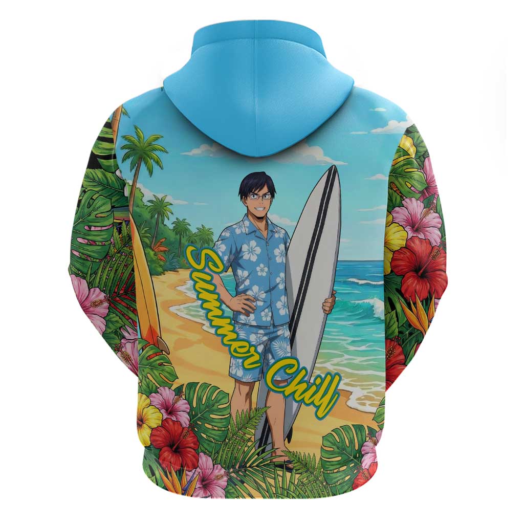 Tenya Iida Summer Chill Zip Hoodie Tropical Anime Surf Escape