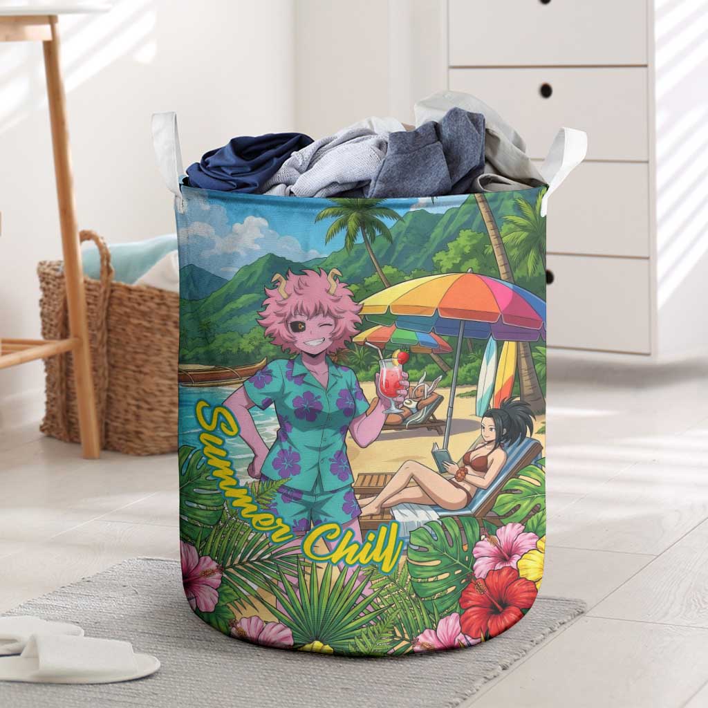 Mina Ashido Summer Chill Laundry Basket Tropical Anime Cocktail Vibes