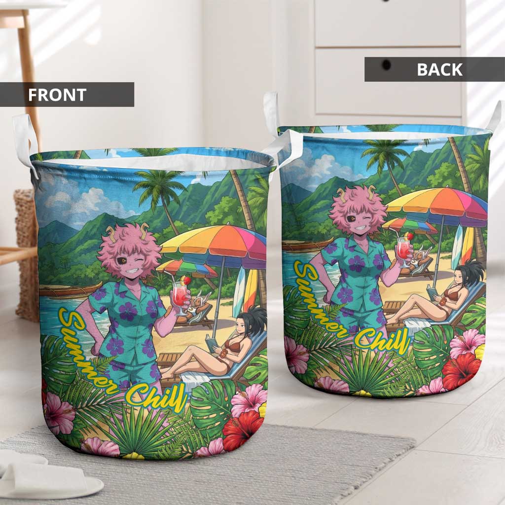 Mina Ashido Summer Chill Laundry Basket Tropical Anime Cocktail Vibes