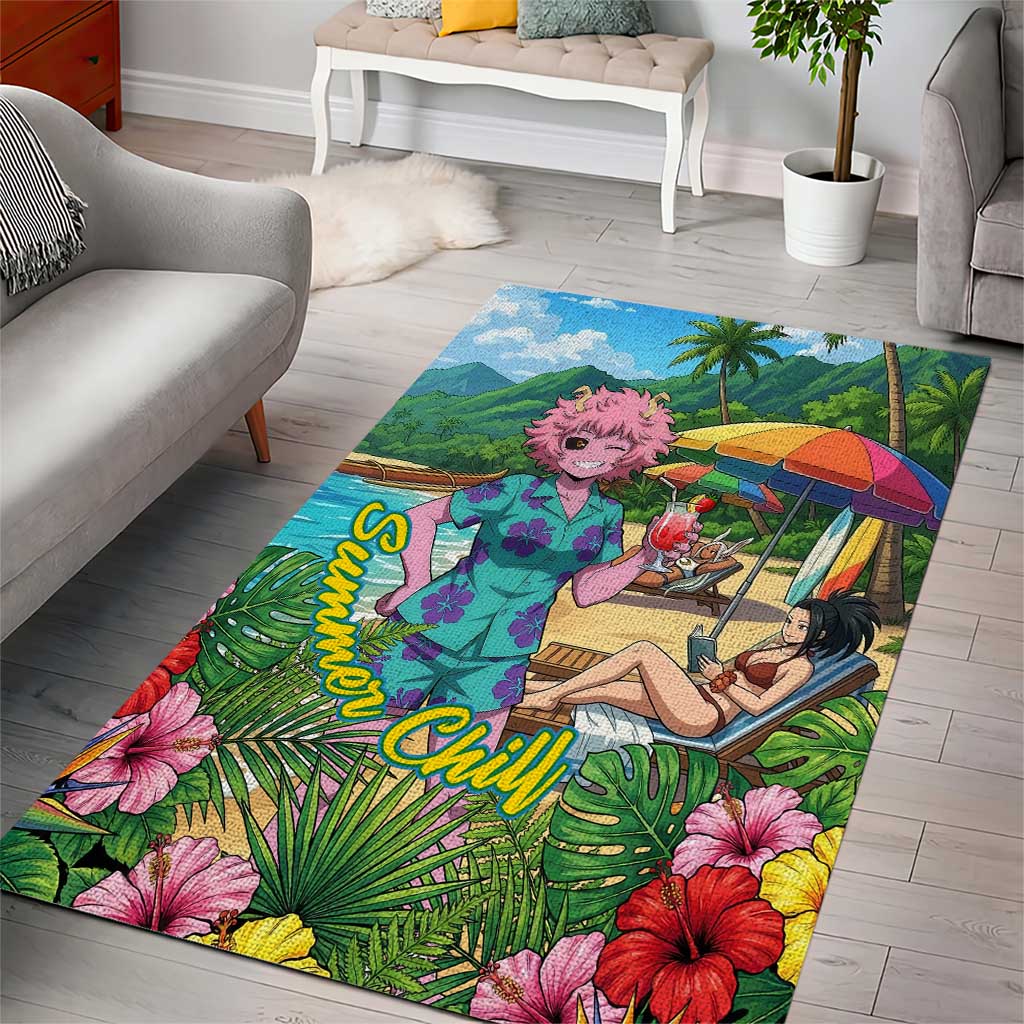 Mina Ashido Summer Chill Area Rug Tropical Anime Cocktail Vibes