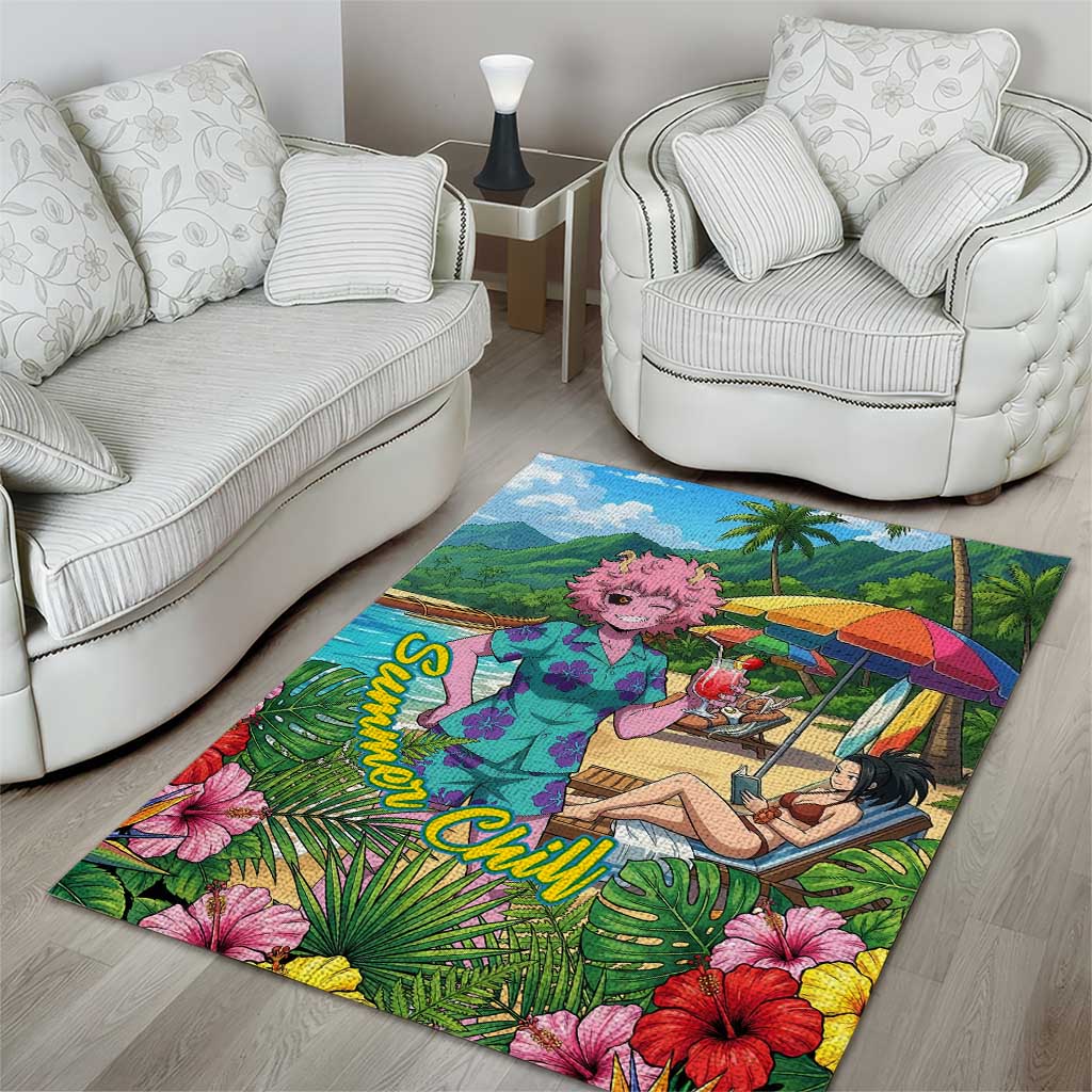 Mina Ashido Summer Chill Area Rug Tropical Anime Cocktail Vibes