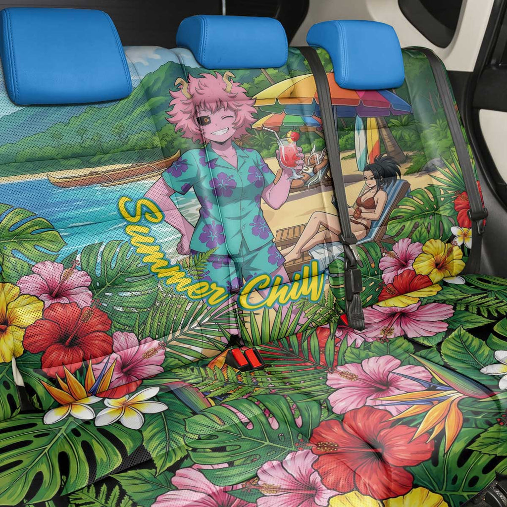 Mina Ashido Summer Chill Back Car Seat Cover Tropical Anime Cocktail Vibes