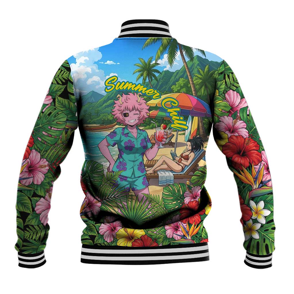 Mina Ashido Summer Chill Baseball Jacket Tropical Anime Cocktail Vibes