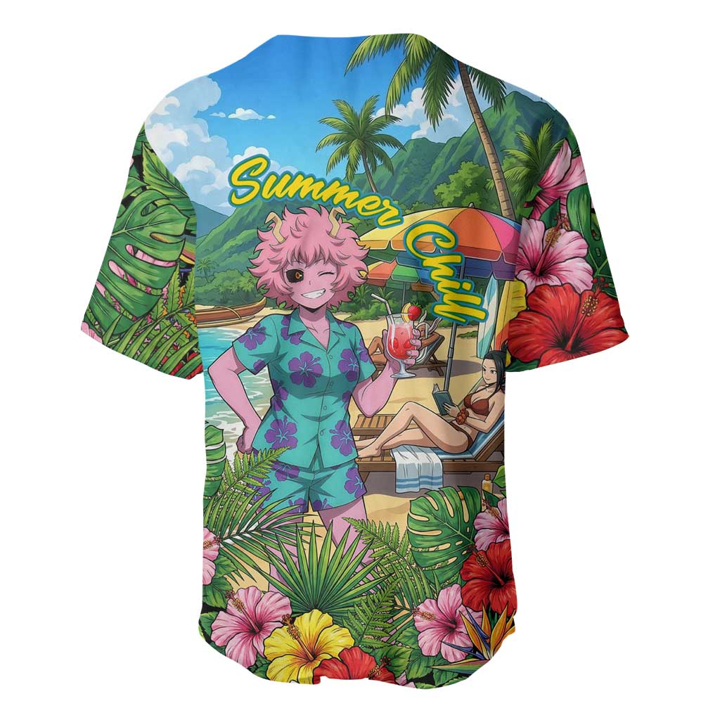 Mina Ashido Summer Chill Baseball Jersey Tropical Anime Cocktail Vibes