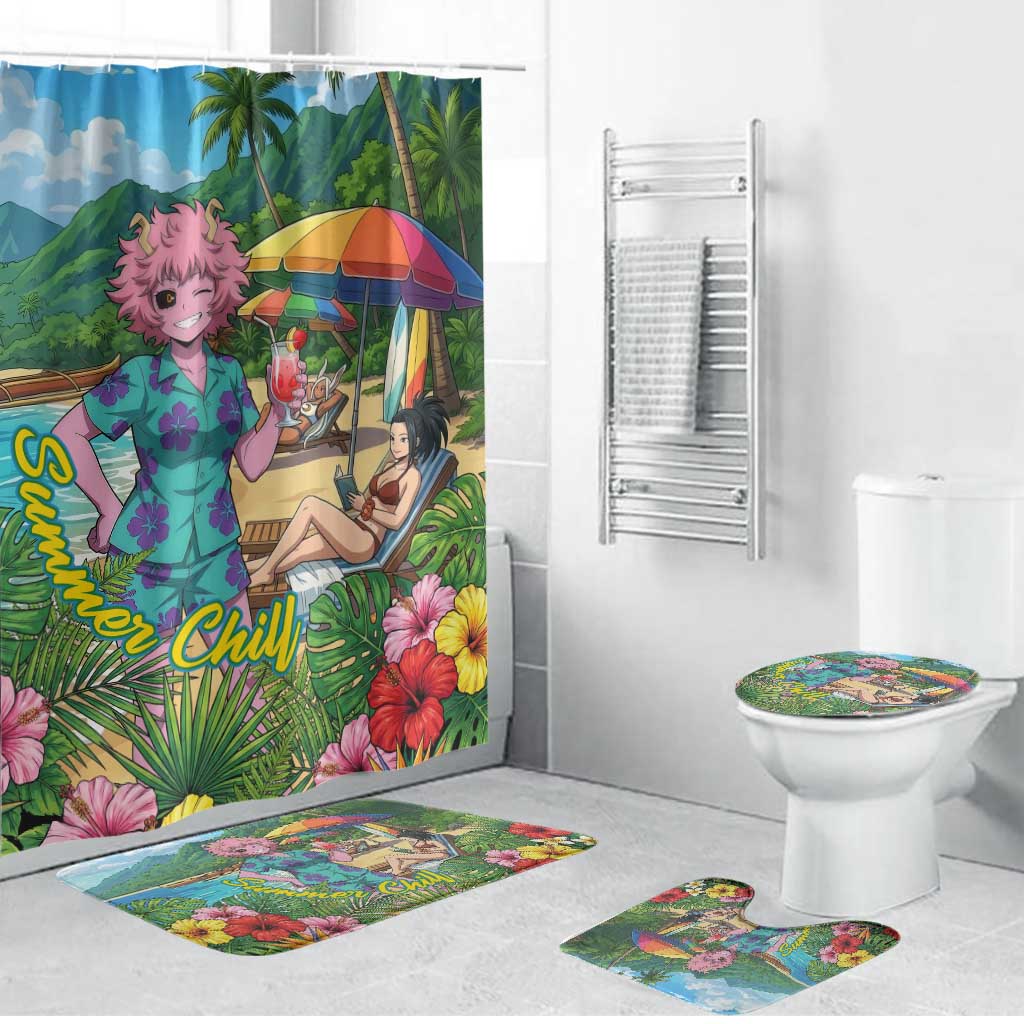 Mina Ashido Summer Chill Bathroom Set Tropical Anime Cocktail Vibes