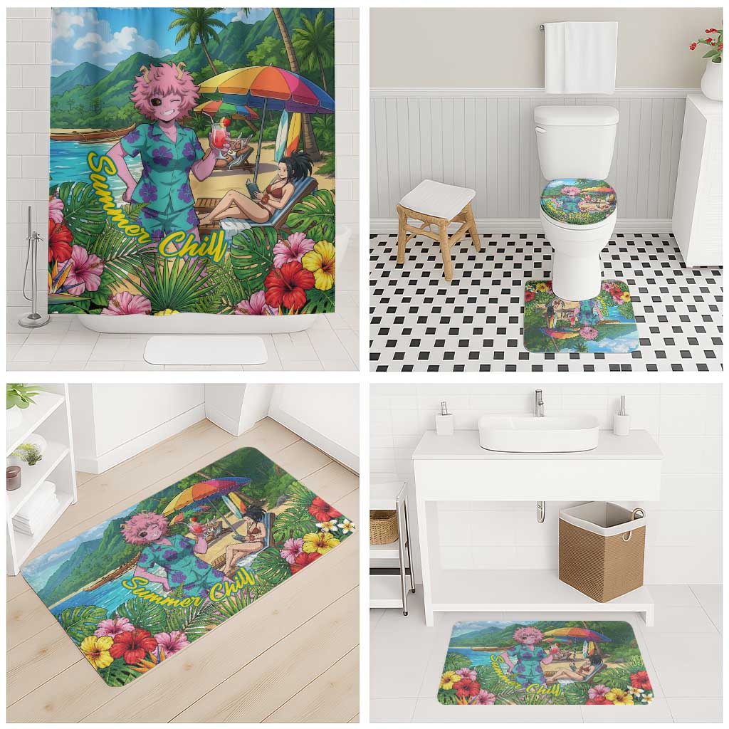 Mina Ashido Summer Chill Bathroom Set Tropical Anime Cocktail Vibes
