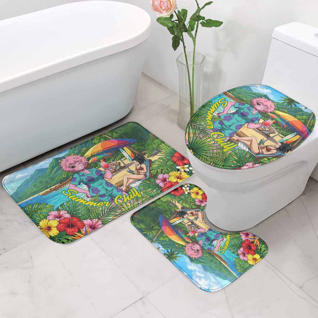 Mina Ashido Summer Chill Bathroom Set Tropical Anime Cocktail Vibes