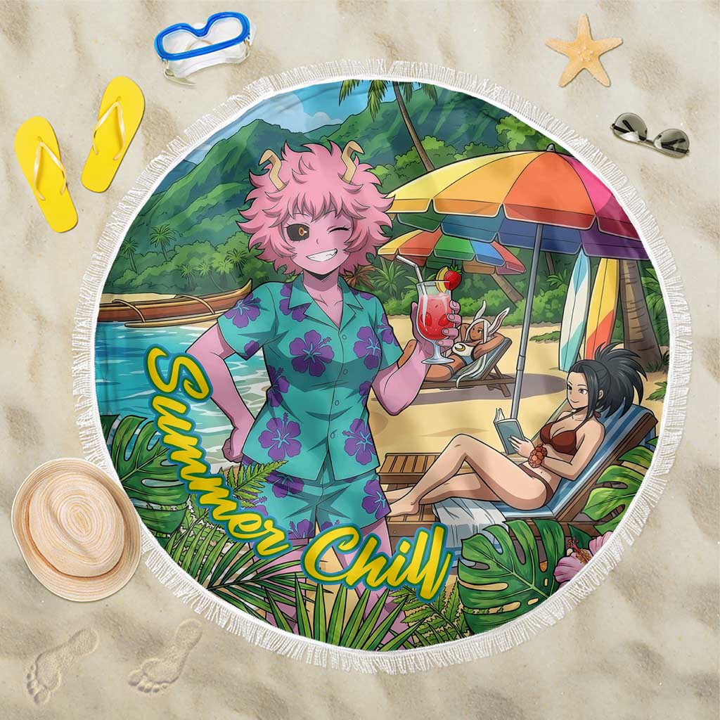 Mina Ashido Summer Chill Beach Blanket Tropical Anime Cocktail Vibes