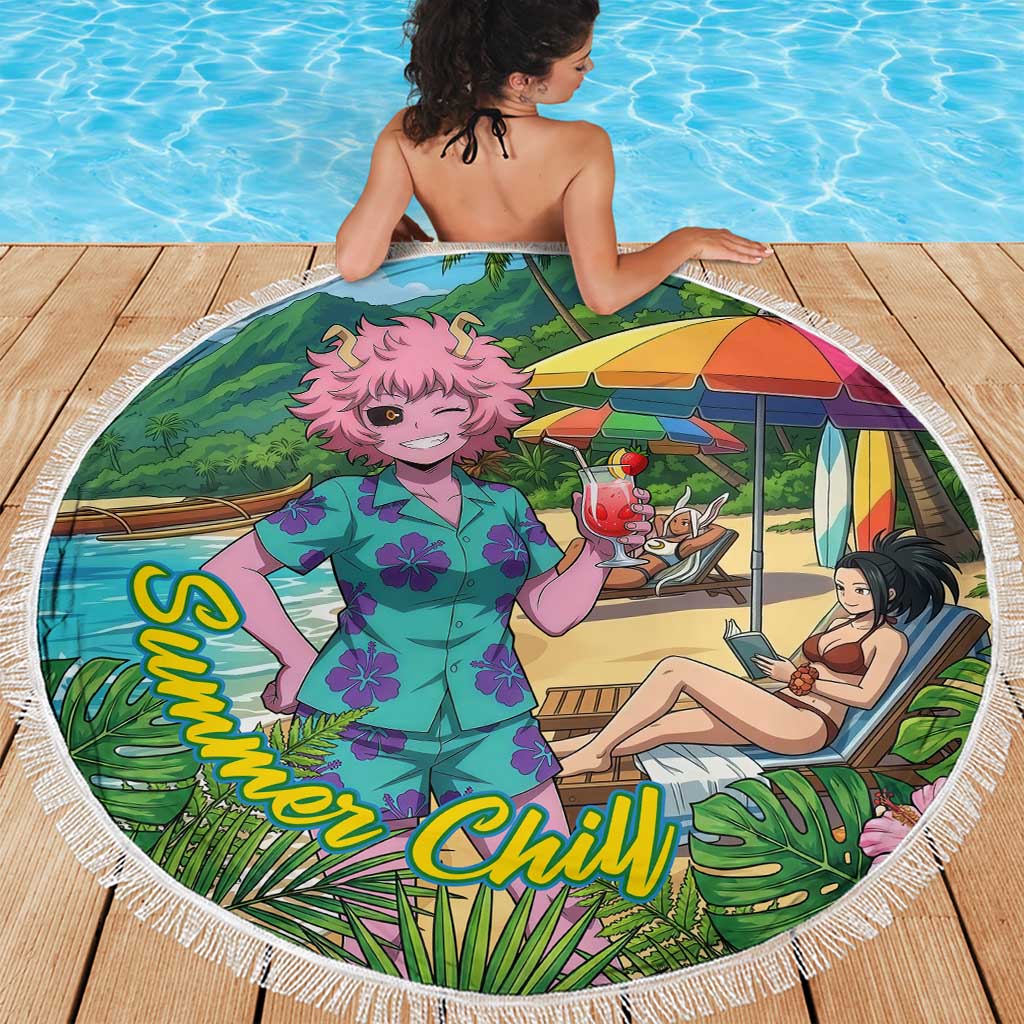 Mina Ashido Summer Chill Beach Blanket Tropical Anime Cocktail Vibes