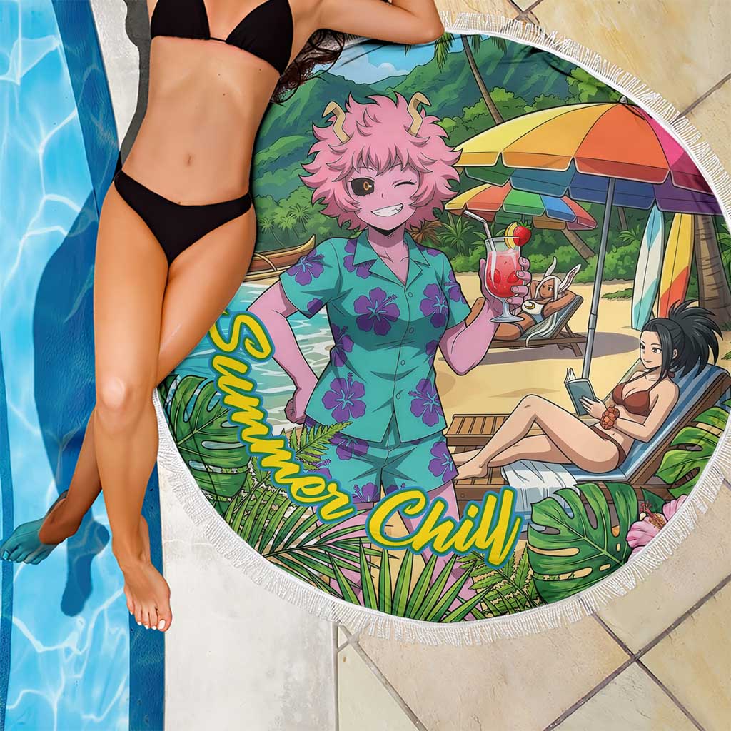 Mina Ashido Summer Chill Beach Blanket Tropical Anime Cocktail Vibes