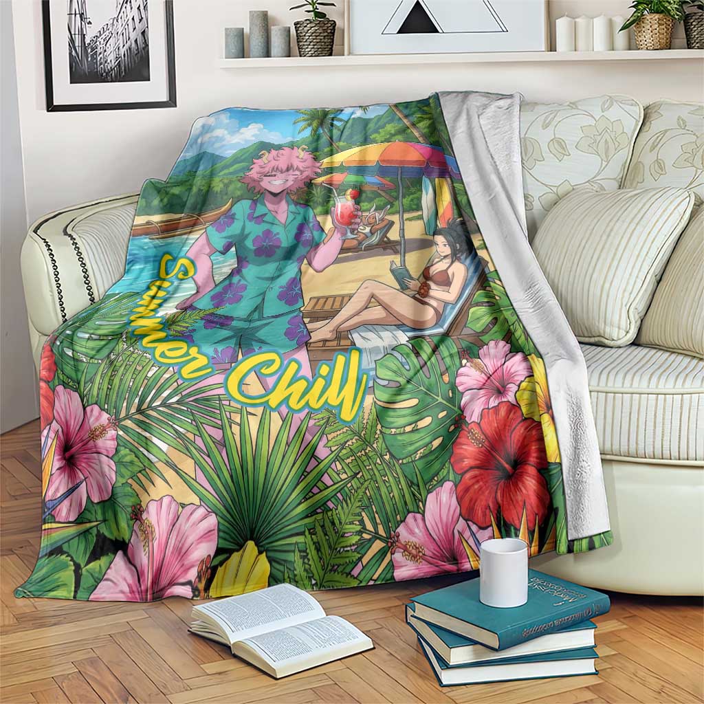 Mina Ashido Summer Chill Blanket Tropical Anime Cocktail Vibes