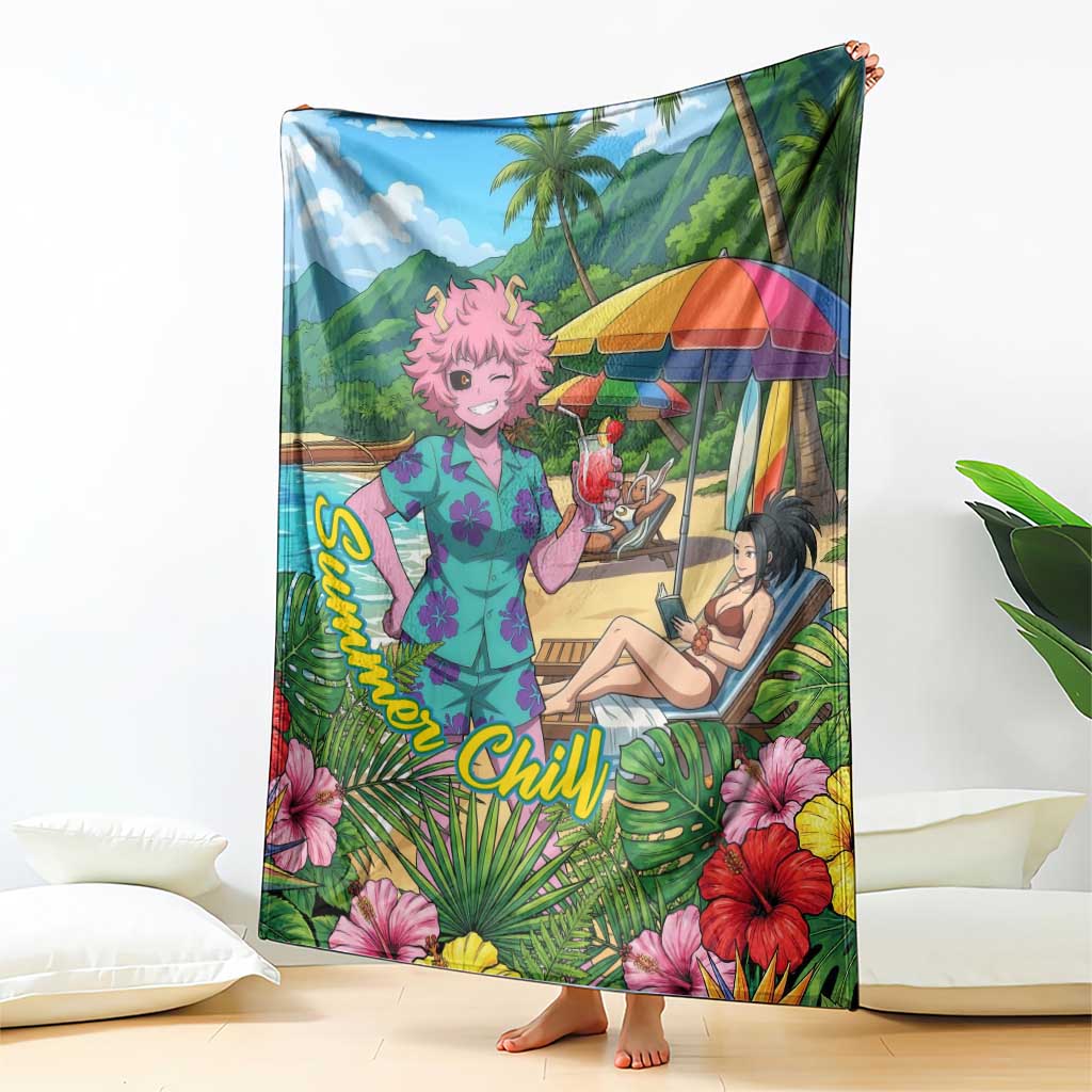 Mina Ashido Summer Chill Blanket Tropical Anime Cocktail Vibes