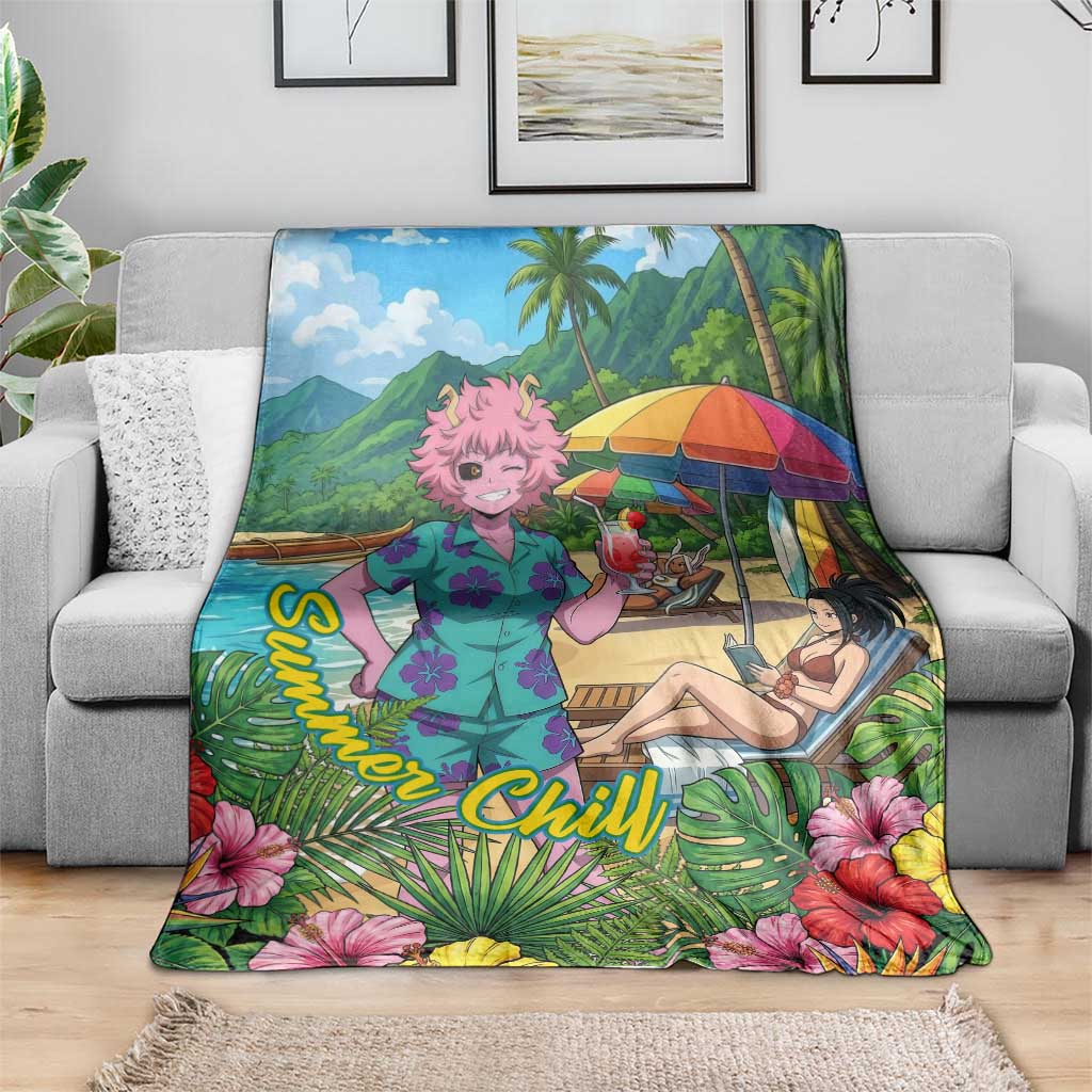 Mina Ashido Summer Chill Blanket Tropical Anime Cocktail Vibes