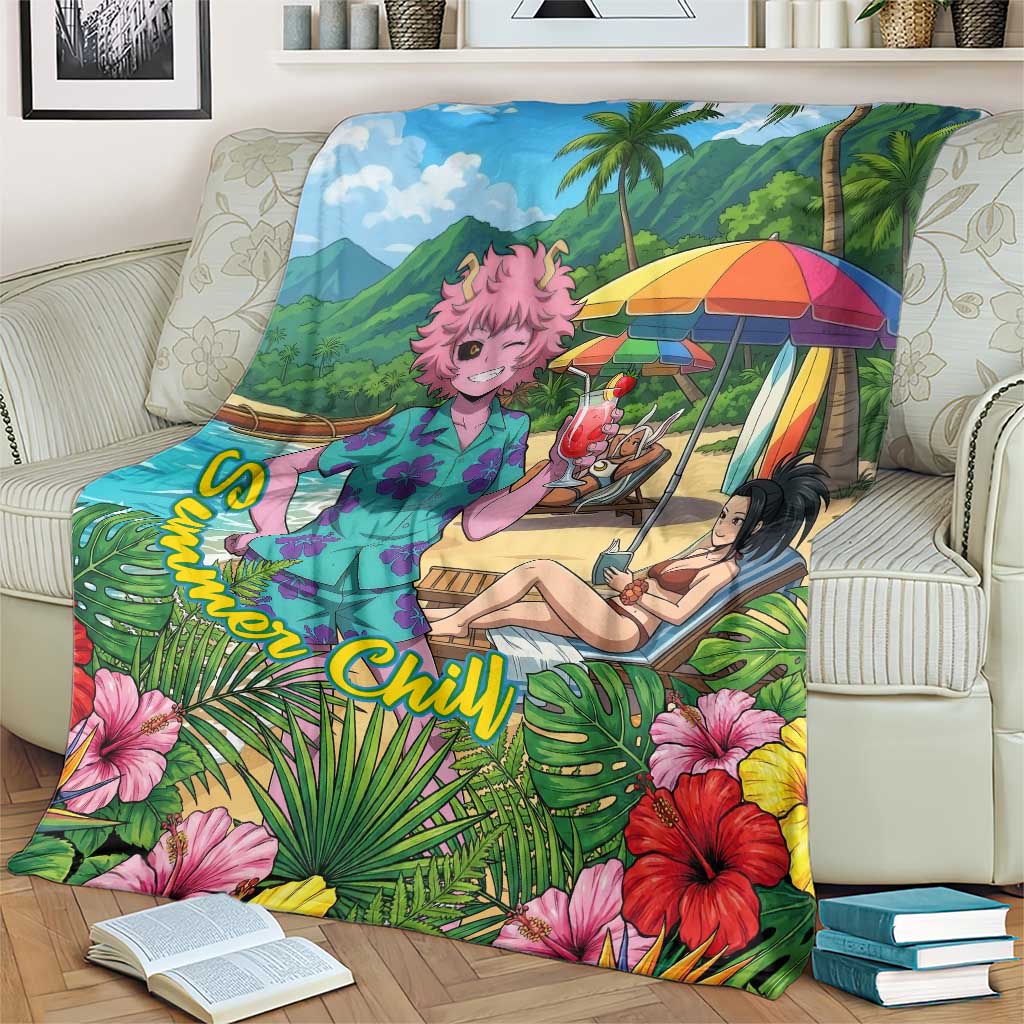 Mina Ashido Summer Chill Blanket Tropical Anime Cocktail Vibes