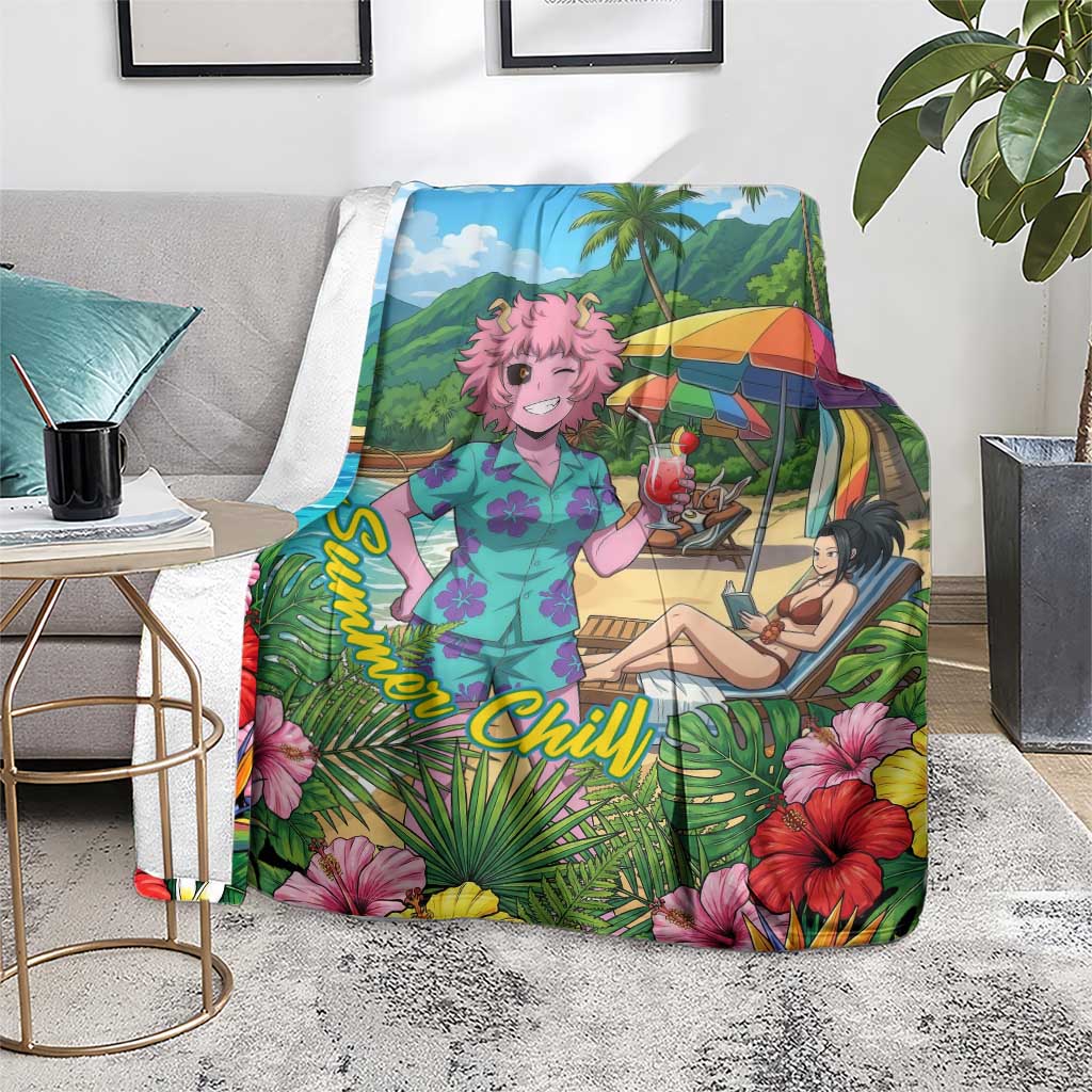 Mina Ashido Summer Chill Blanket Tropical Anime Cocktail Vibes