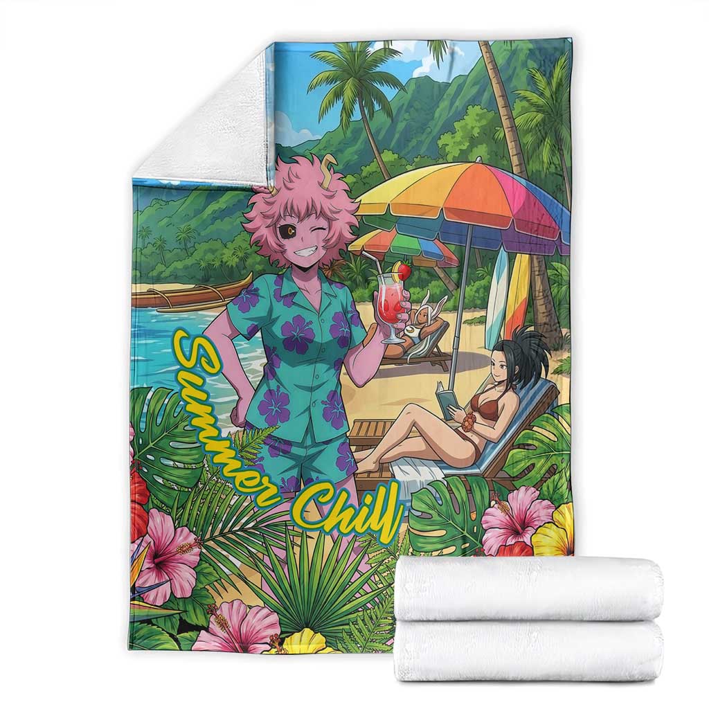 Mina Ashido Summer Chill Blanket Tropical Anime Cocktail Vibes