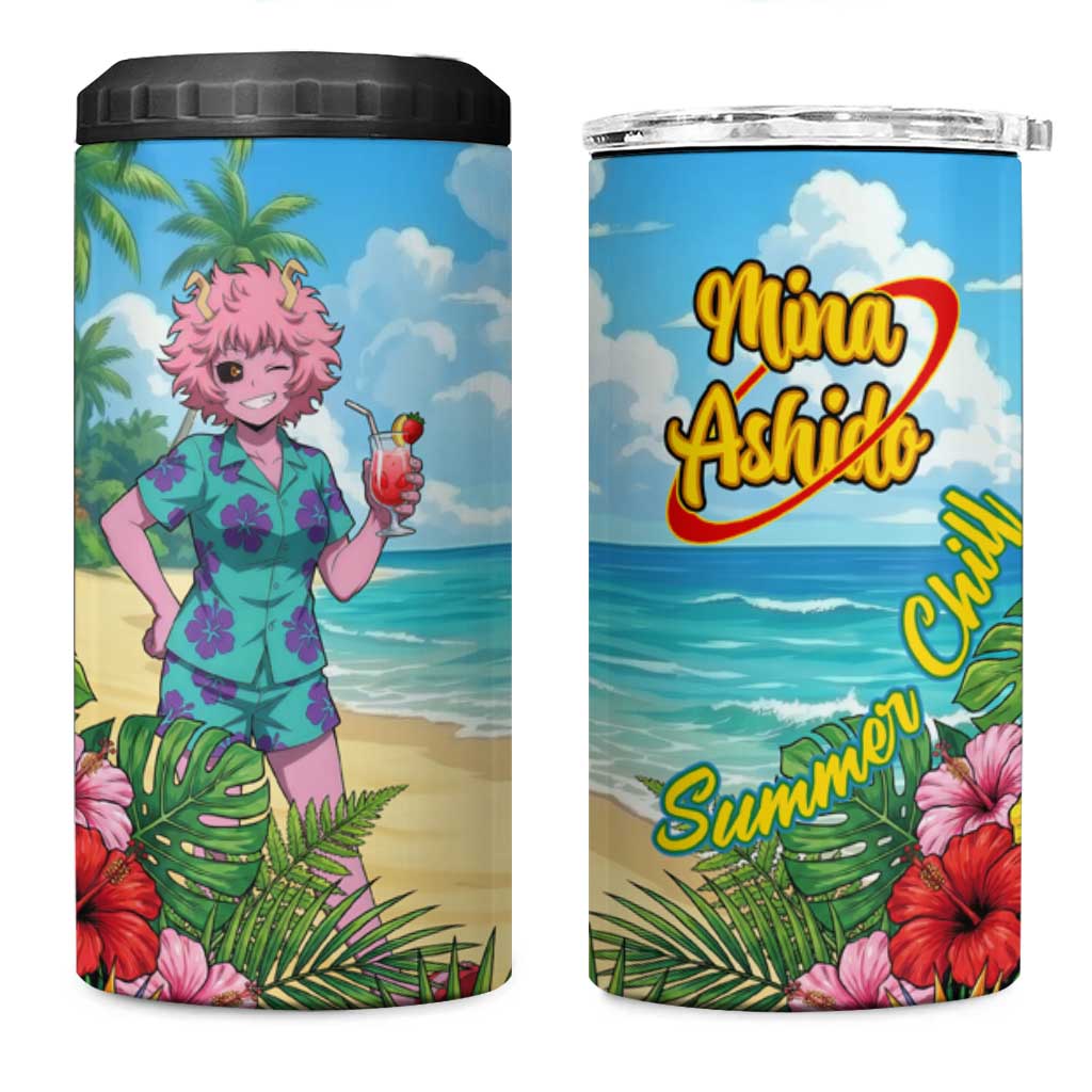 Mina Ashido Summer Chill 4 in 1 Can Cooler Tumbler Tropical Anime Cocktail Vibes