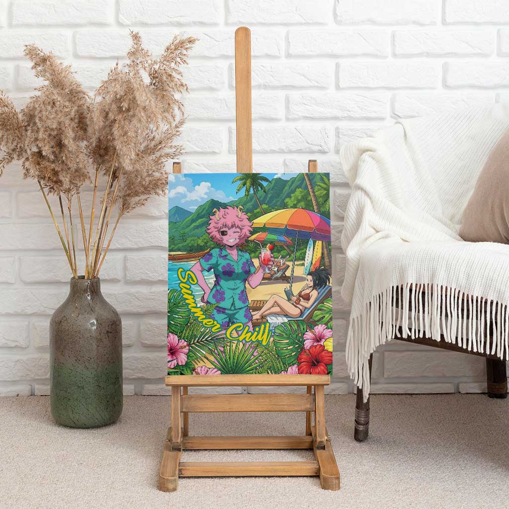 Mina Ashido Summer Chill Canvas Wall Art Tropical Anime Cocktail Vibes