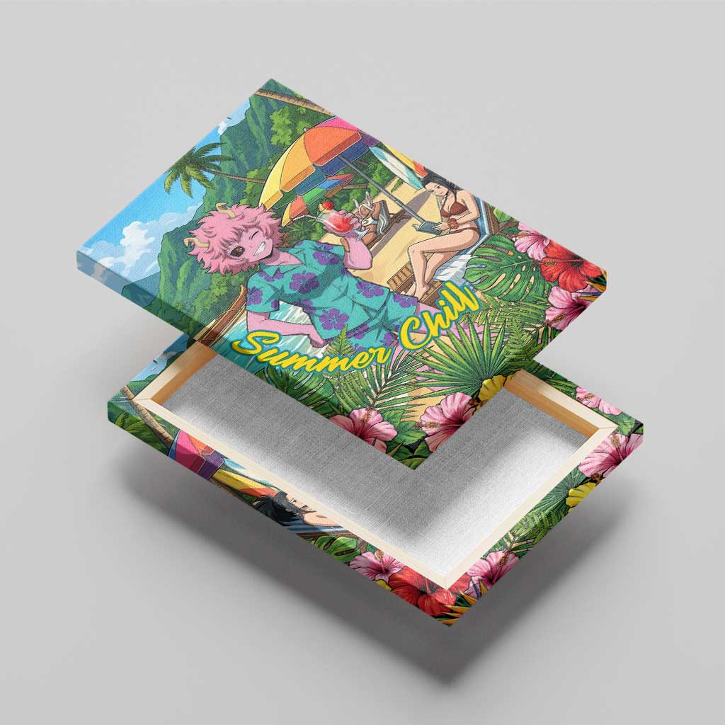 Mina Ashido Summer Chill Canvas Wall Art Tropical Anime Cocktail Vibes