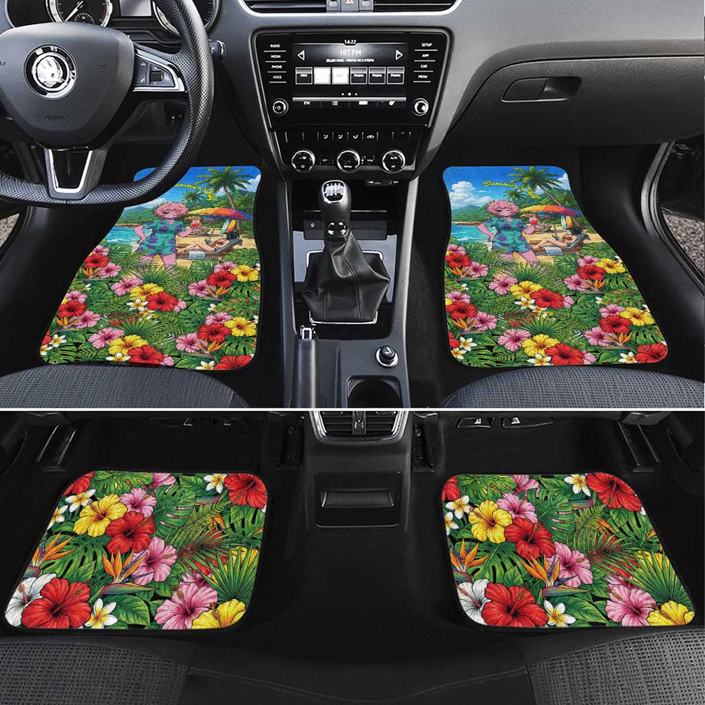 Mina Ashido Summer Chill Car Mats Tropical Anime Cocktail Vibes
