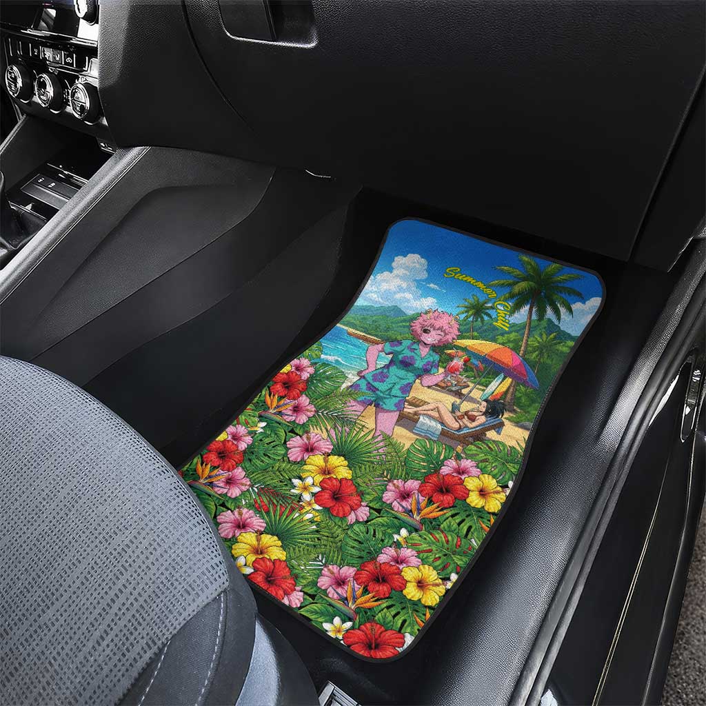 Mina Ashido Summer Chill Car Mats Tropical Anime Cocktail Vibes