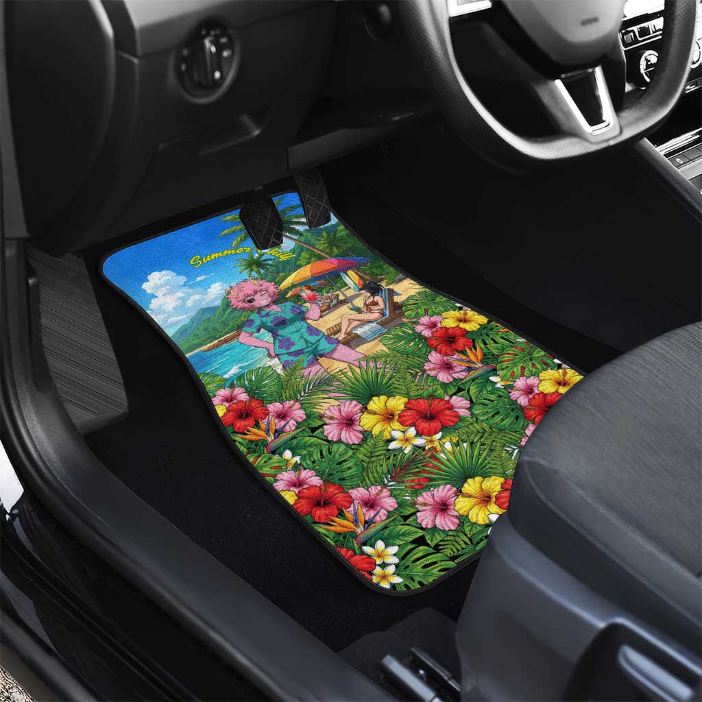 Mina Ashido Summer Chill Car Mats Tropical Anime Cocktail Vibes