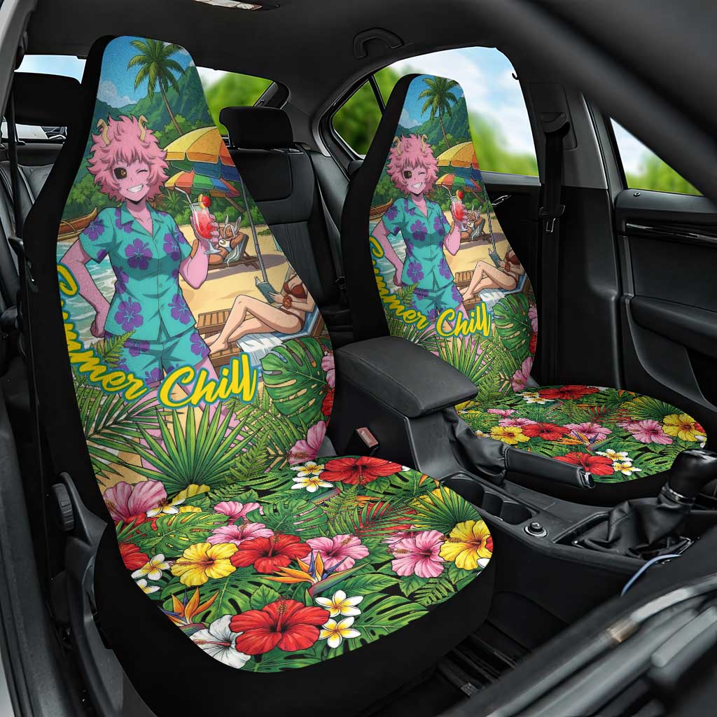 Mina Ashido Summer Chill Car Seat Cover Tropical Anime Cocktail Vibes