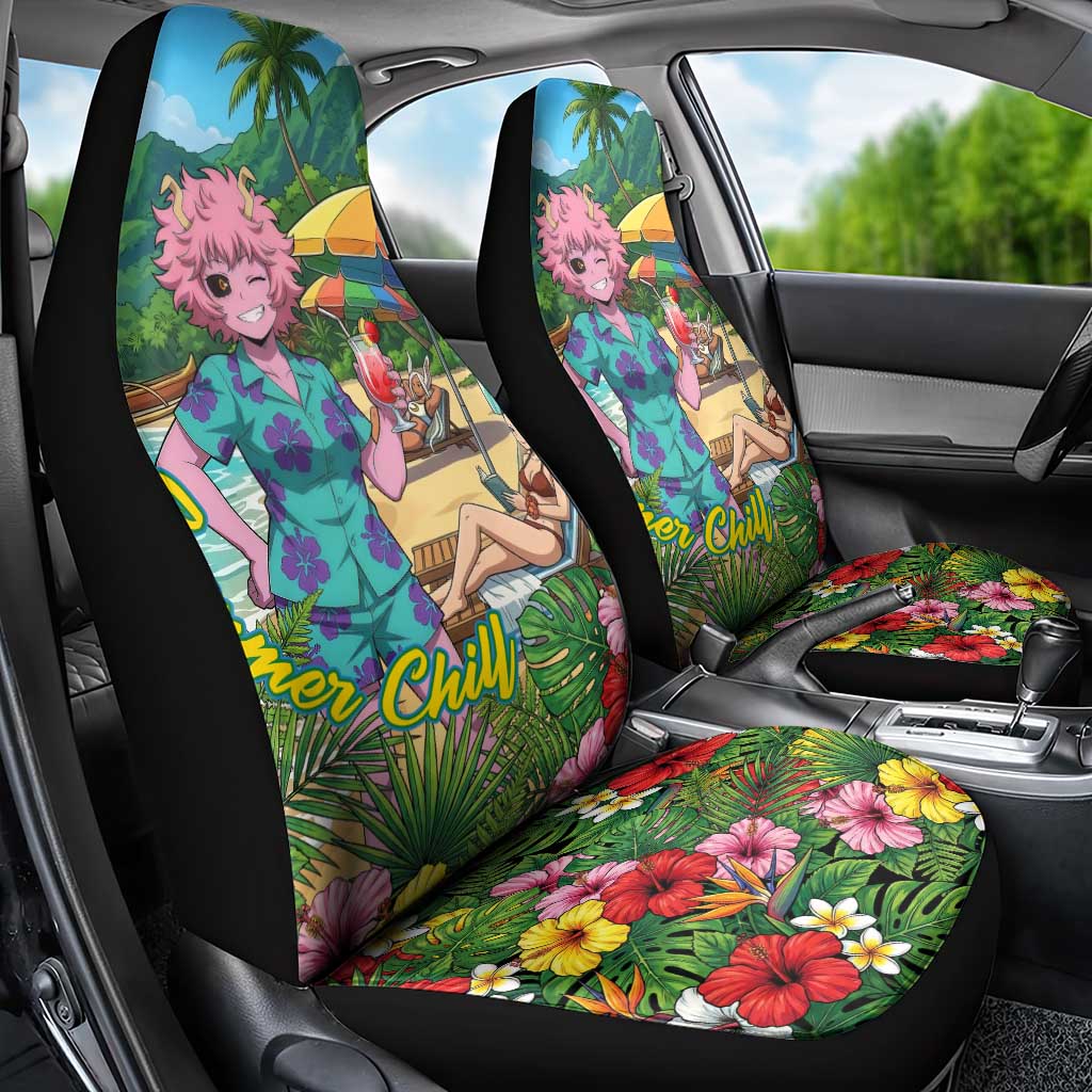 Mina Ashido Summer Chill Car Seat Cover Tropical Anime Cocktail Vibes