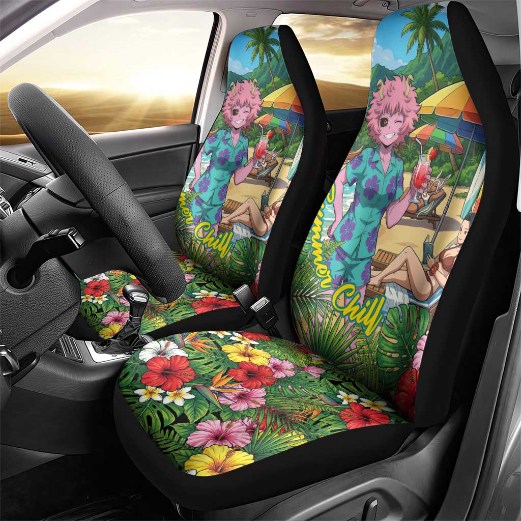 Mina Ashido Summer Chill Car Seat Cover Tropical Anime Cocktail Vibes