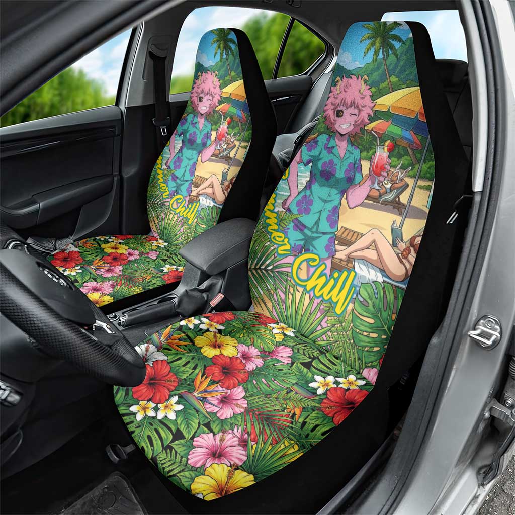 Mina Ashido Summer Chill Car Seat Cover Tropical Anime Cocktail Vibes