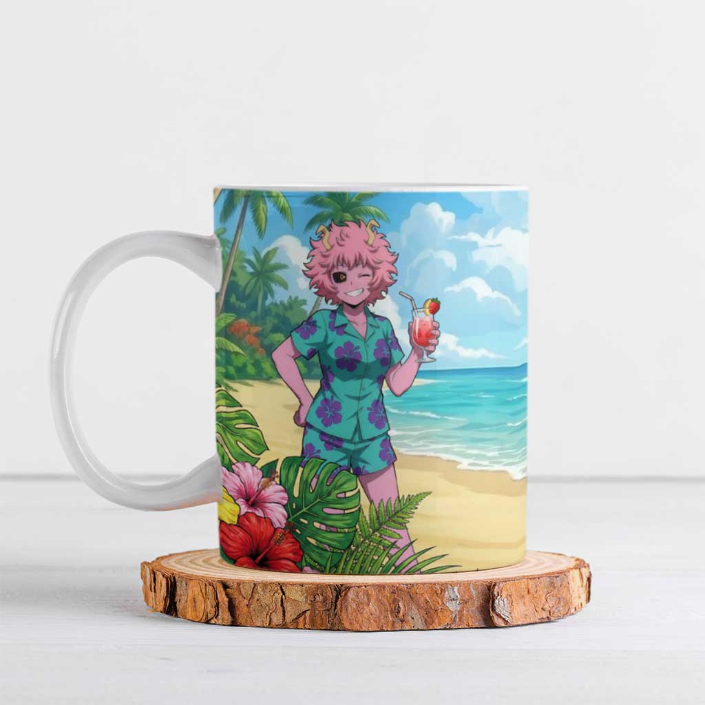 Mina Ashido Summer Chill Ceramic Mug Tropical Anime Cocktail Vibes