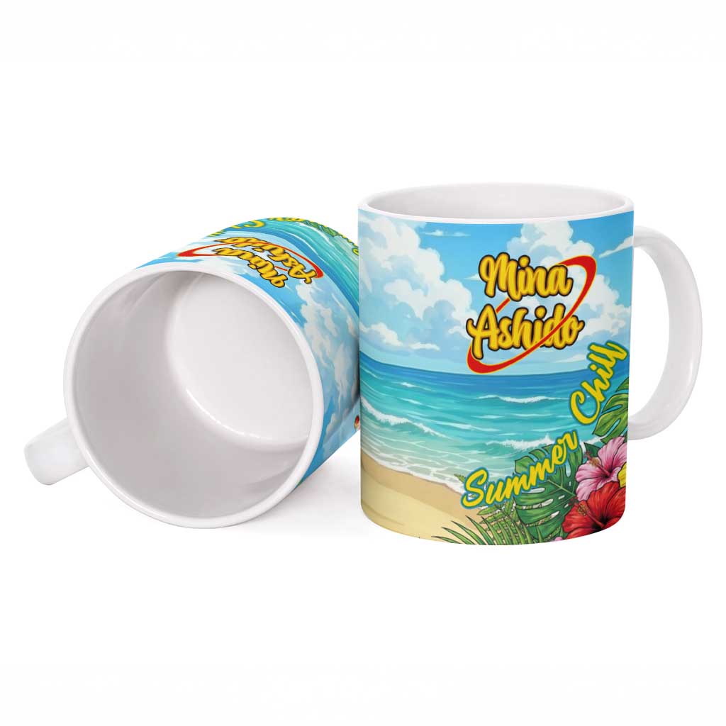 Mina Ashido Summer Chill Ceramic Mug Tropical Anime Cocktail Vibes