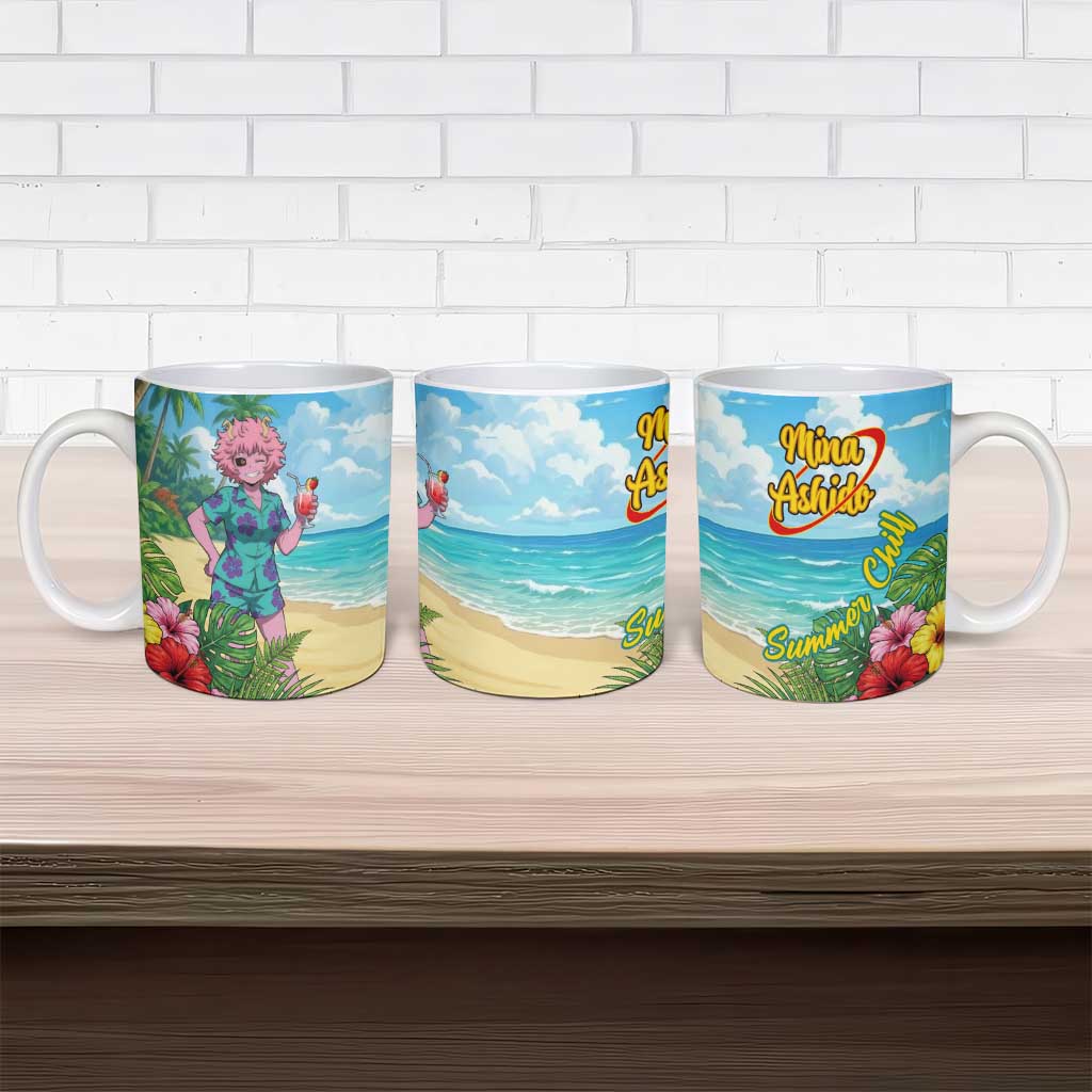 Mina Ashido Summer Chill Ceramic Mug Tropical Anime Cocktail Vibes