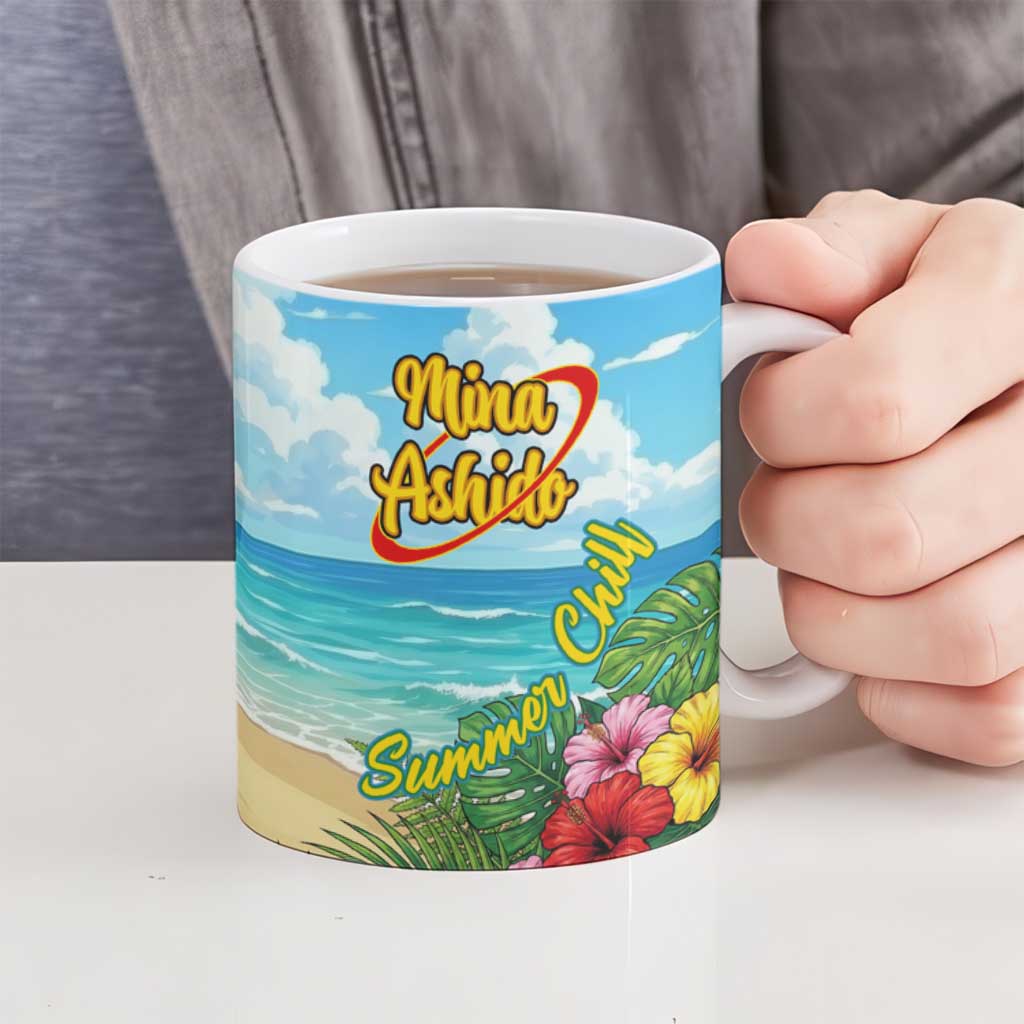 Mina Ashido Summer Chill Ceramic Mug Tropical Anime Cocktail Vibes