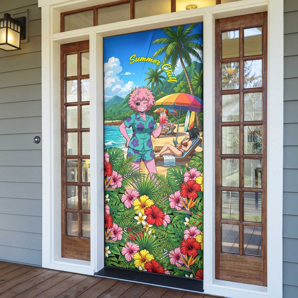 Mina Ashido Summer Chill Door Cover Tropical Anime Cocktail Vibes