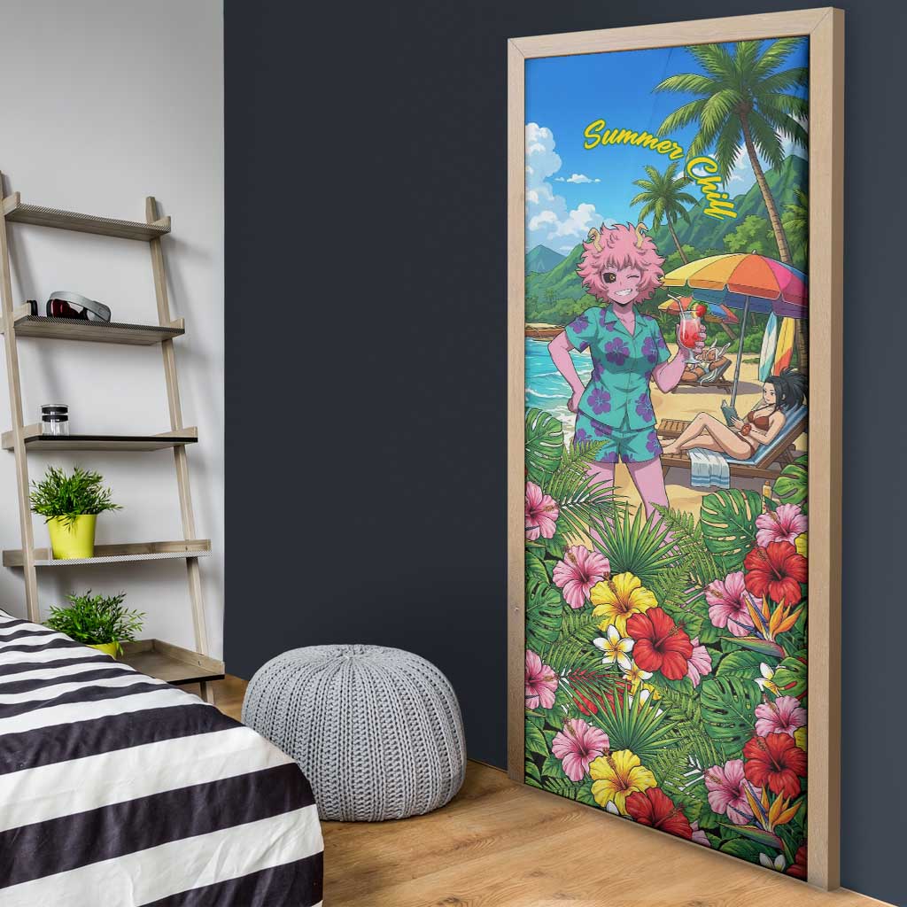 Mina Ashido Summer Chill Door Cover Tropical Anime Cocktail Vibes
