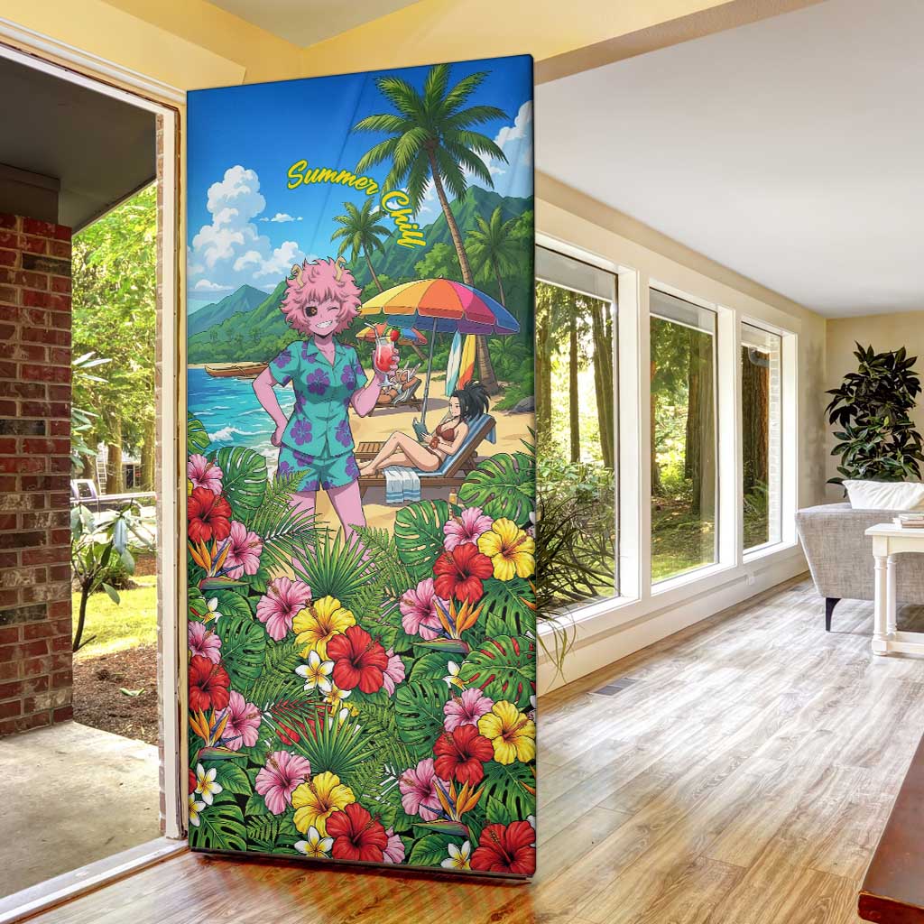 Mina Ashido Summer Chill Door Cover Tropical Anime Cocktail Vibes