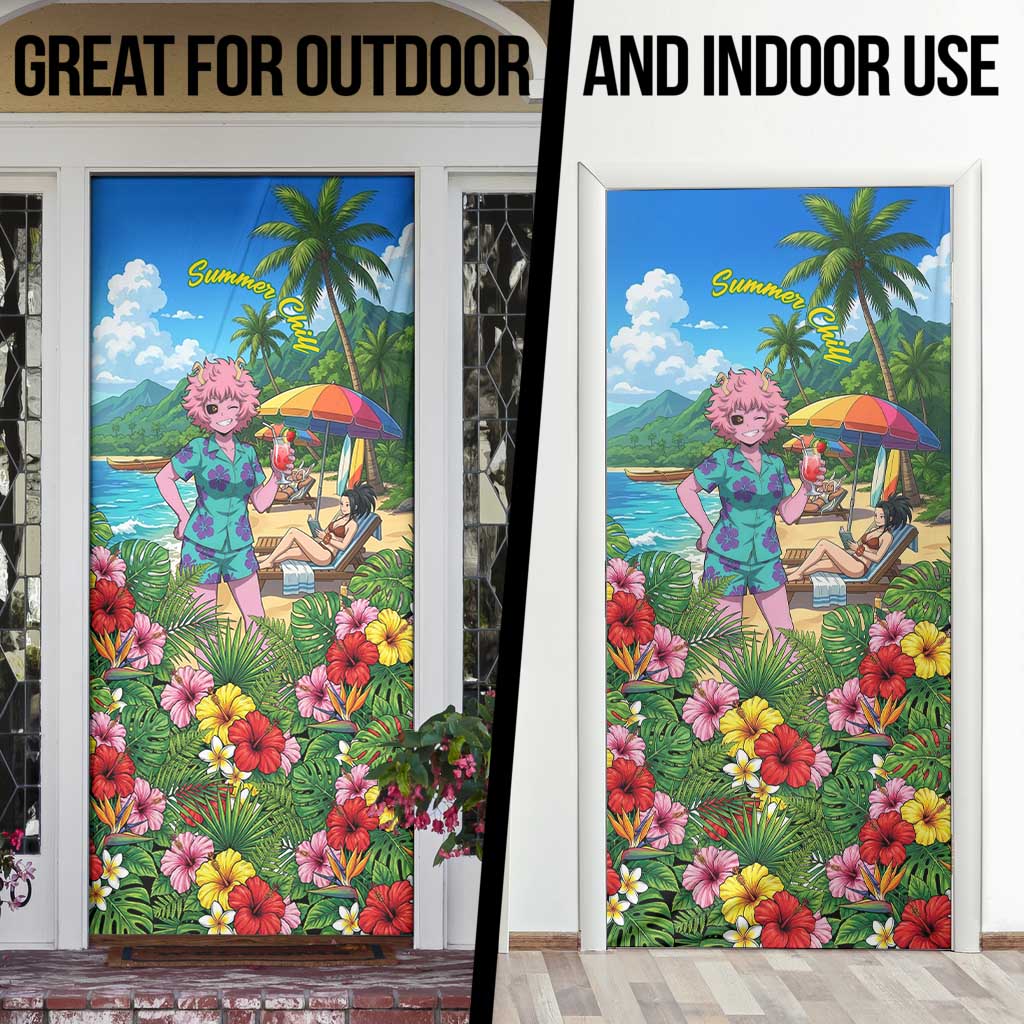 Mina Ashido Summer Chill Door Cover Tropical Anime Cocktail Vibes