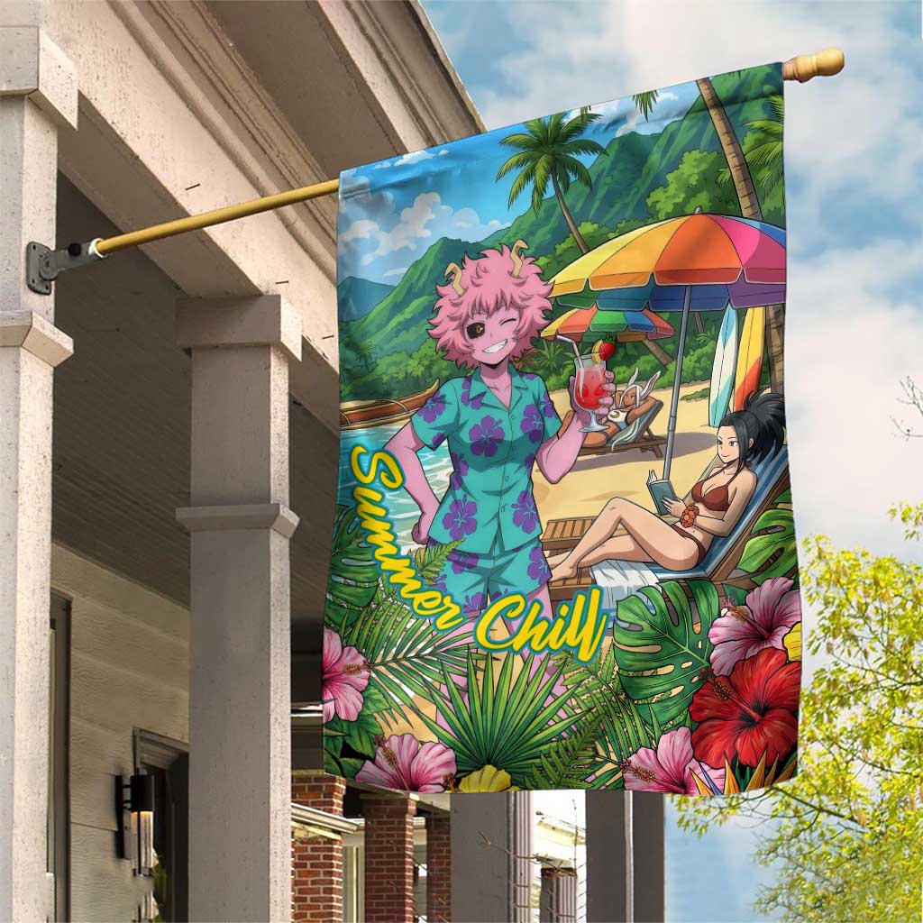 Mina Ashido Summer Chill Garden Flag Tropical Anime Cocktail Vibes