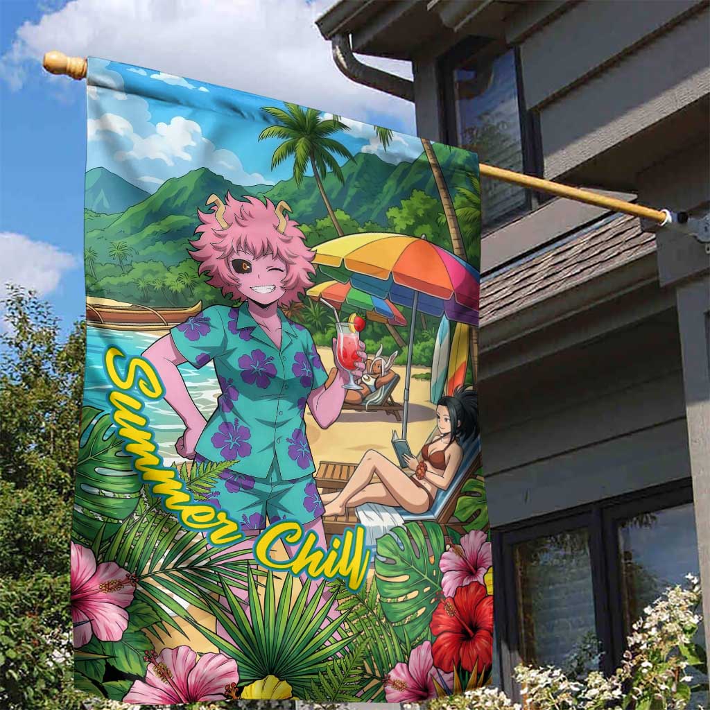 Mina Ashido Summer Chill Garden Flag Tropical Anime Cocktail Vibes