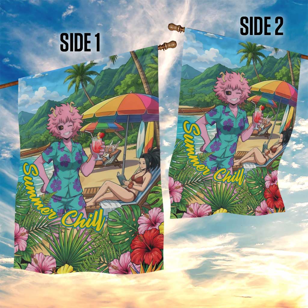 Mina Ashido Summer Chill Garden Flag Tropical Anime Cocktail Vibes