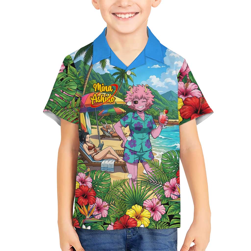 Mina Ashido Summer Chill Hawaiian Shirt Tropical Anime Cocktail Vibes