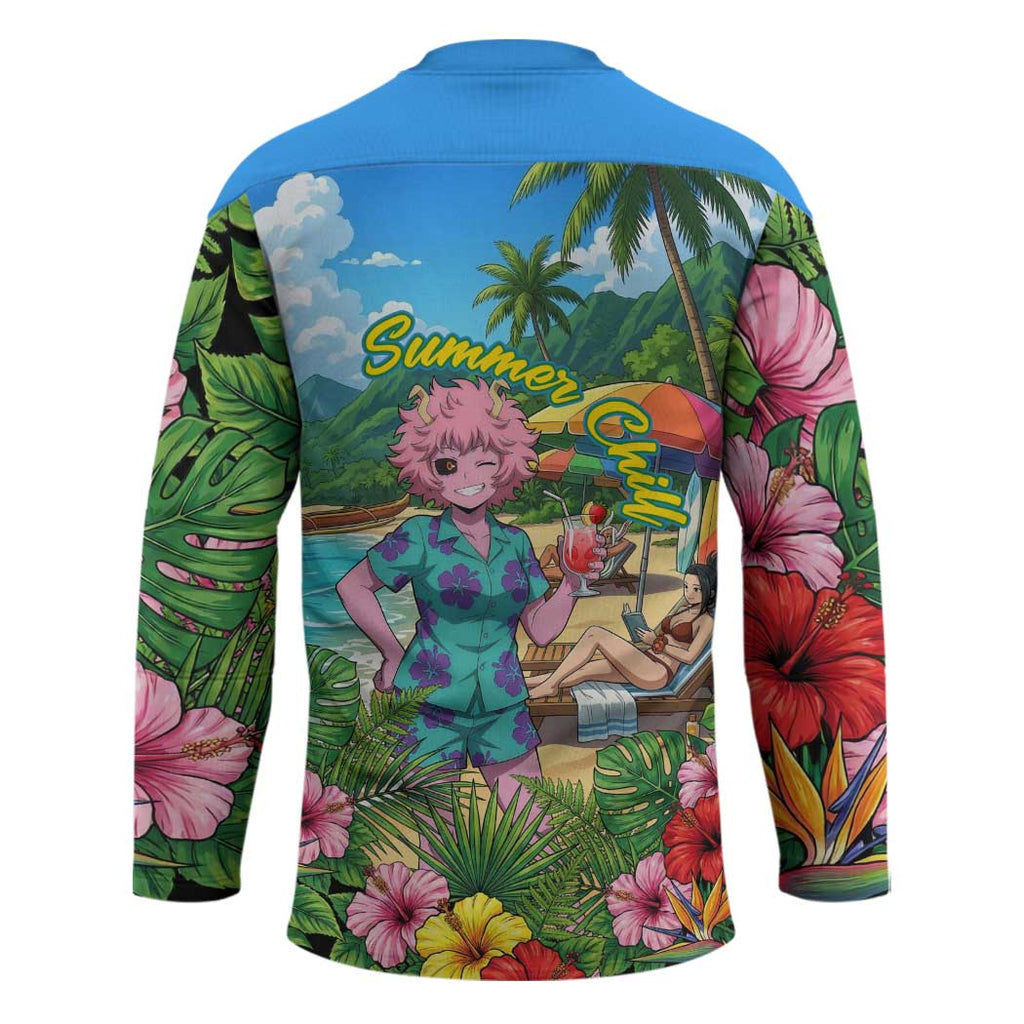 Mina Ashido Summer Chill Hockey Jersey Tropical Anime Cocktail Vibes