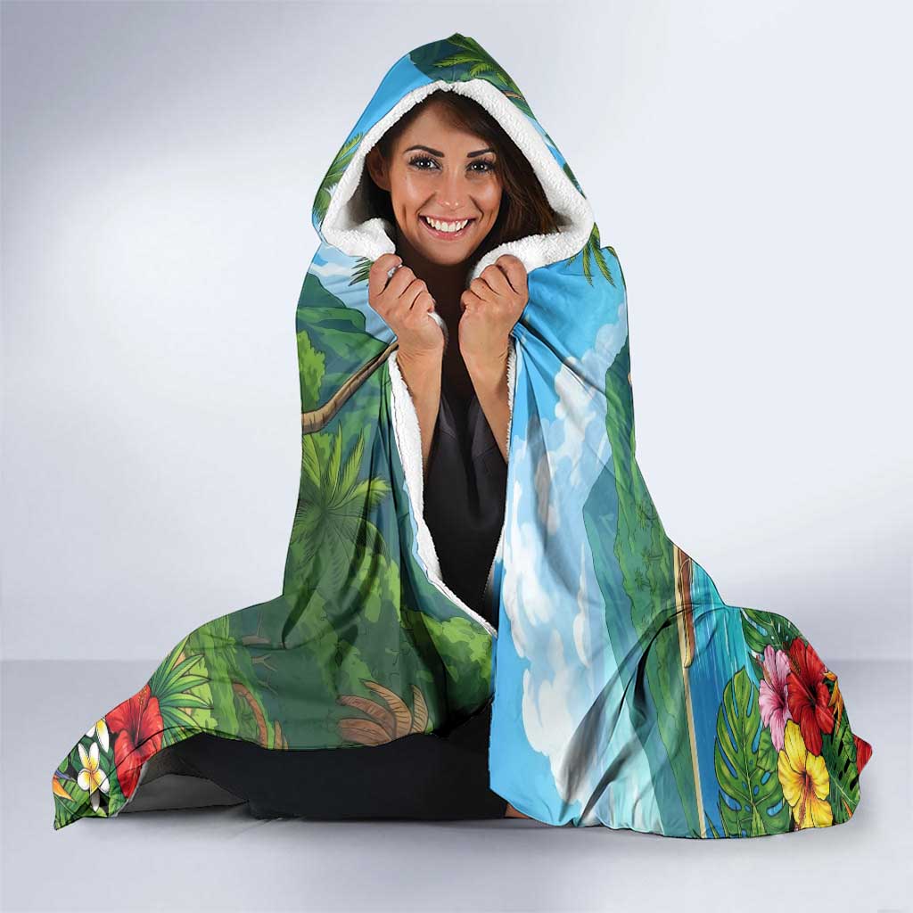 Mina Ashido Summer Chill Hooded Blanket Tropical Anime Cocktail Vibes