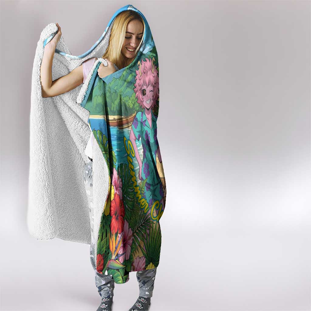 Mina Ashido Summer Chill Hooded Blanket Tropical Anime Cocktail Vibes