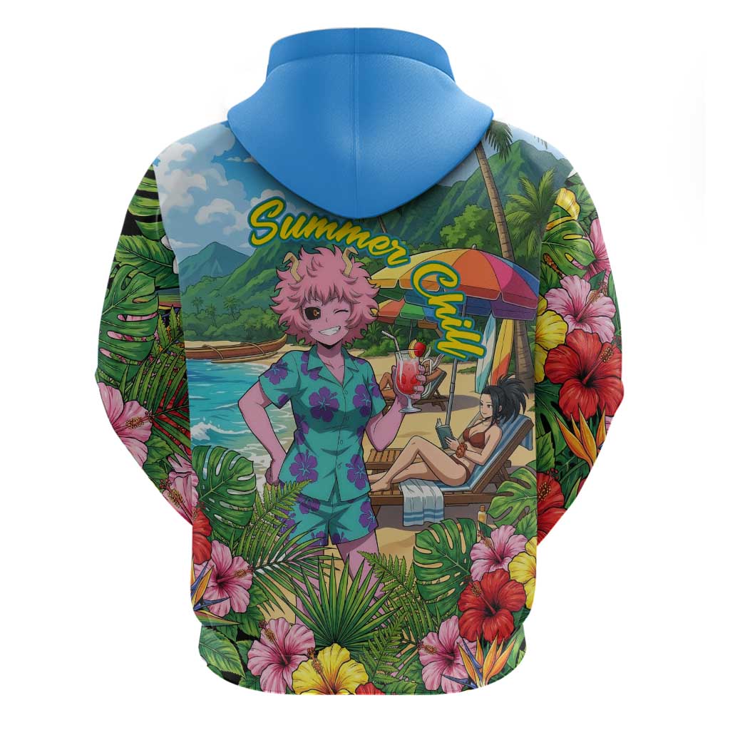 Mina Ashido Summer Chill Hoodie Tropical Anime Cocktail Vibes