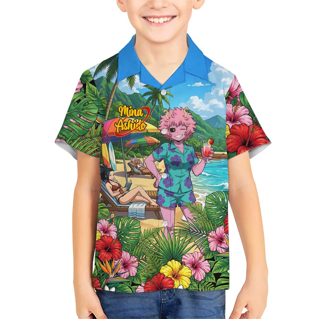 Mina Ashido Summer Chill Kid Hawaiian Shirt Tropical Anime Cocktail Vibes